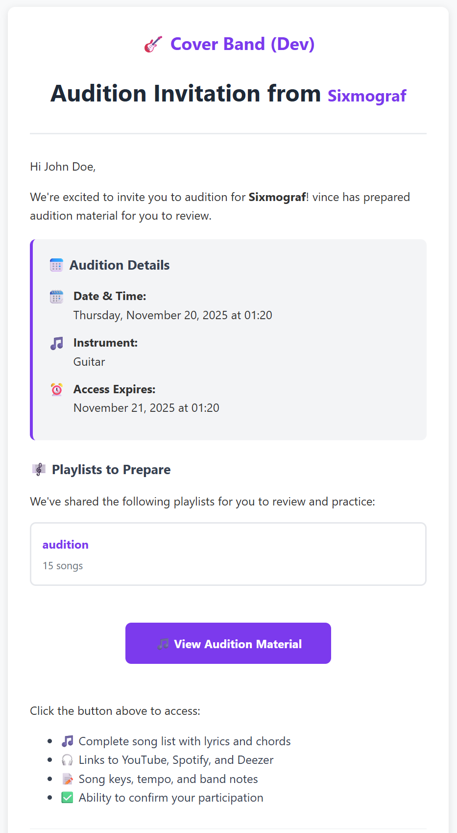 Audition Management System